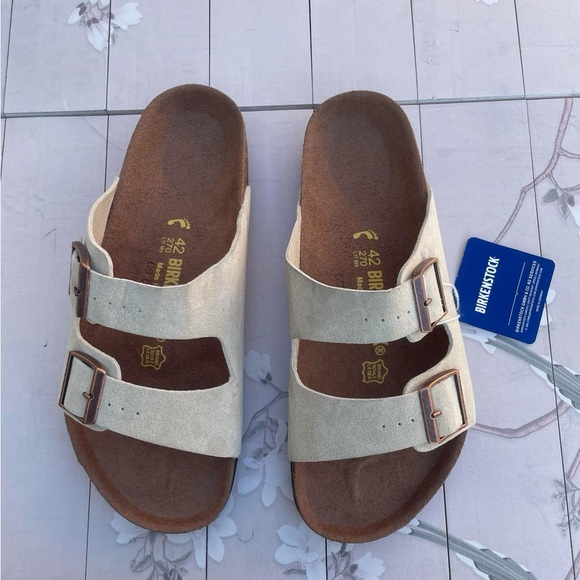 Birkenstock Cream Suede Sandals - Picture 1 of 7